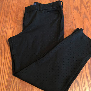 Pixie mid-rise black pants with velvet polka dots